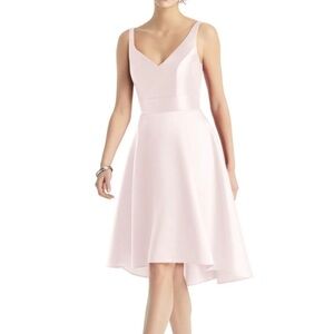 Alfred Sung high low satin dress Blush NWT 16